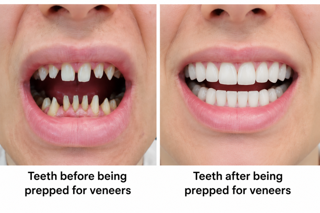 before & after dental veneers