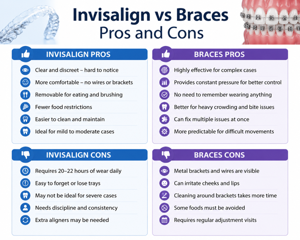 Invisalign vs Braces pros and cons